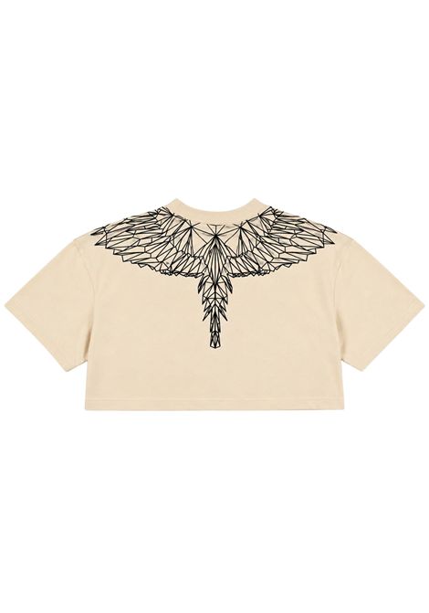 Cream cotton T-shirt for girls MARCELO BURLON | JGTH079PANNA
